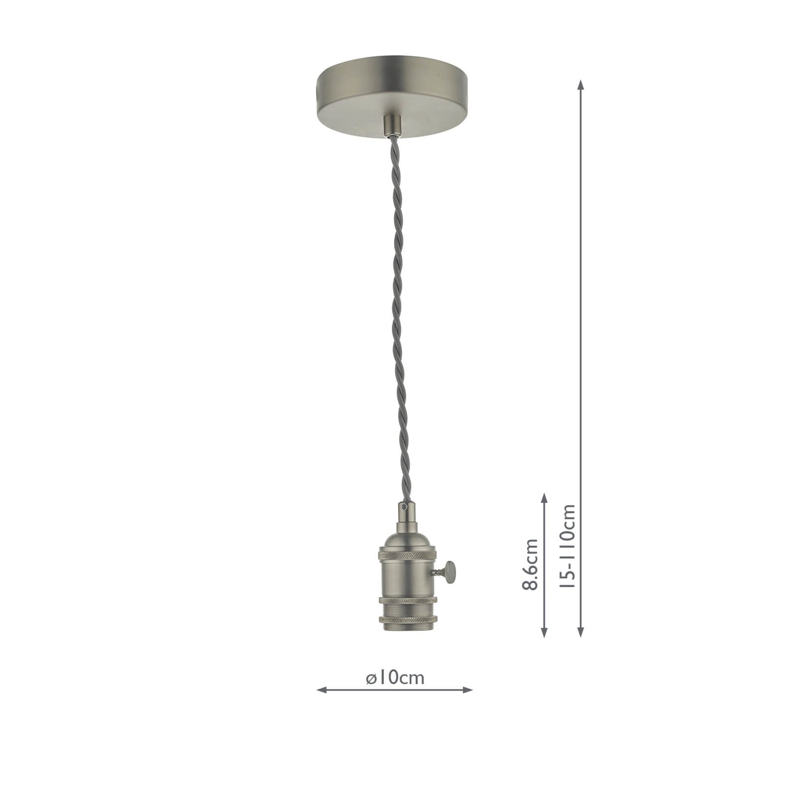1 Light Antique Chrome E14 Suspension