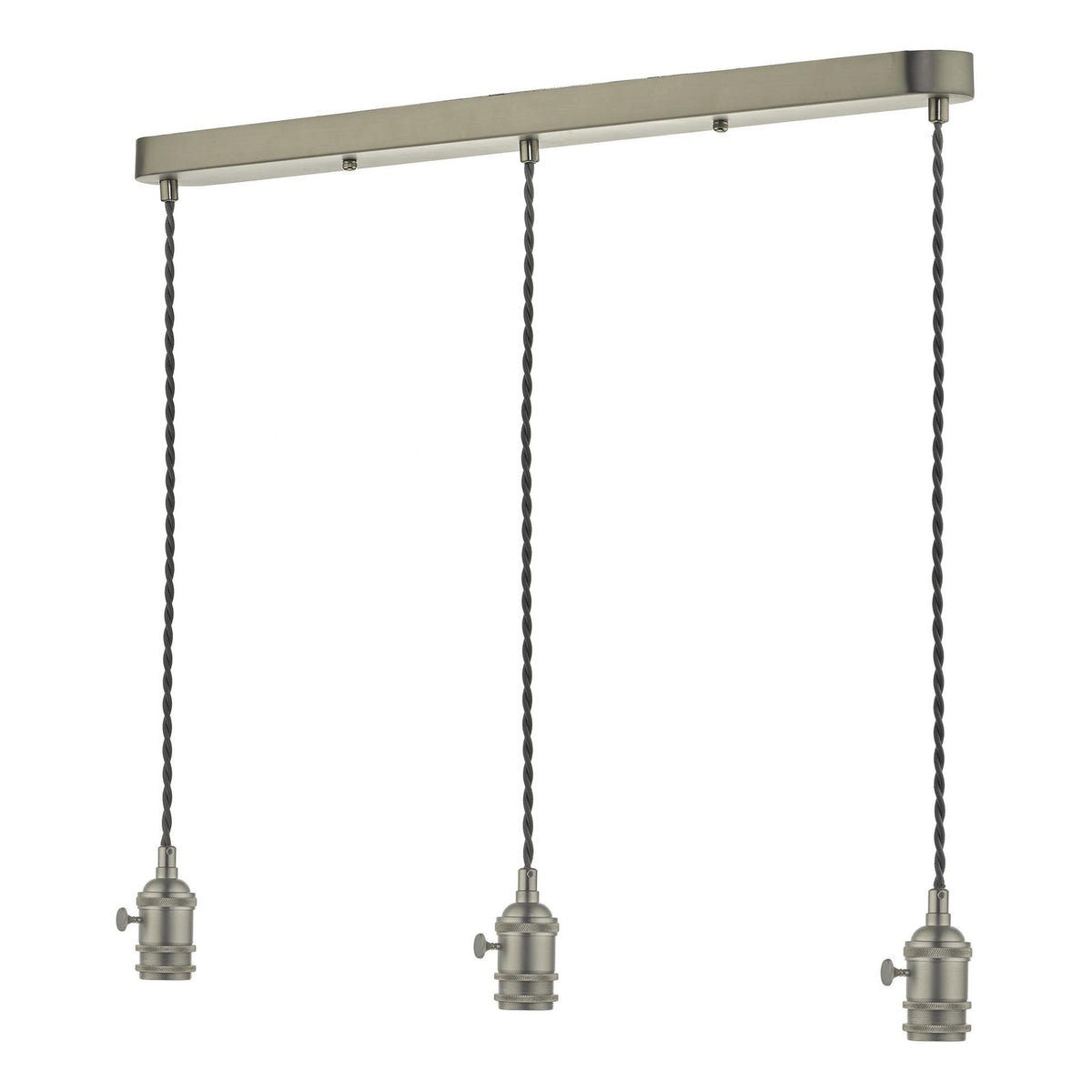 3 Light Bar Suspension Antique Chrome With Grey Cable