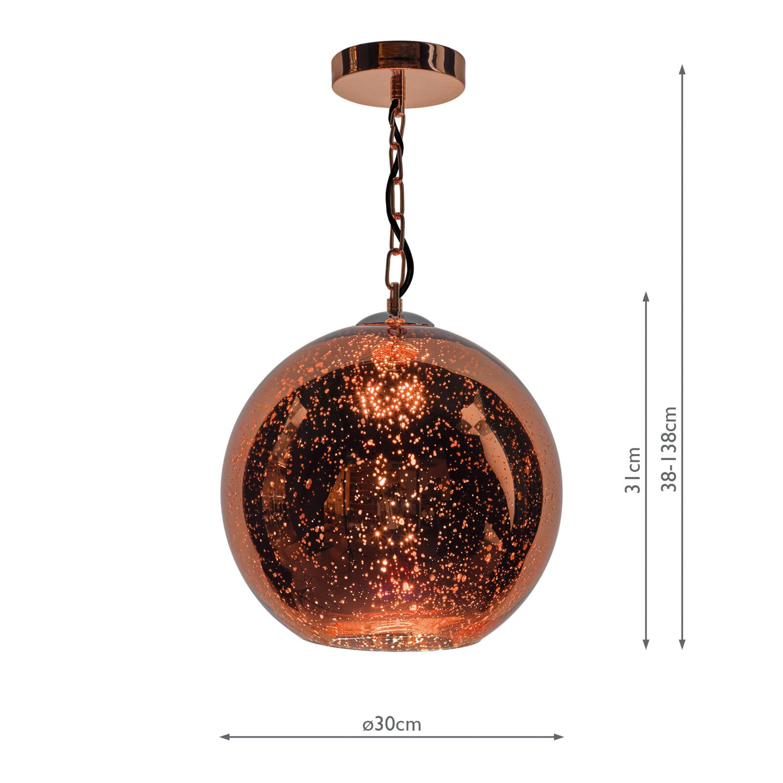 Speckle Pendant Copper Glass and Polished Copper