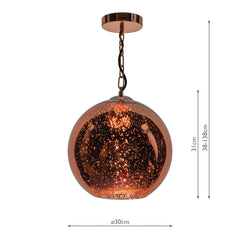 Speckle Pendant Copper Glass and Polished Copper