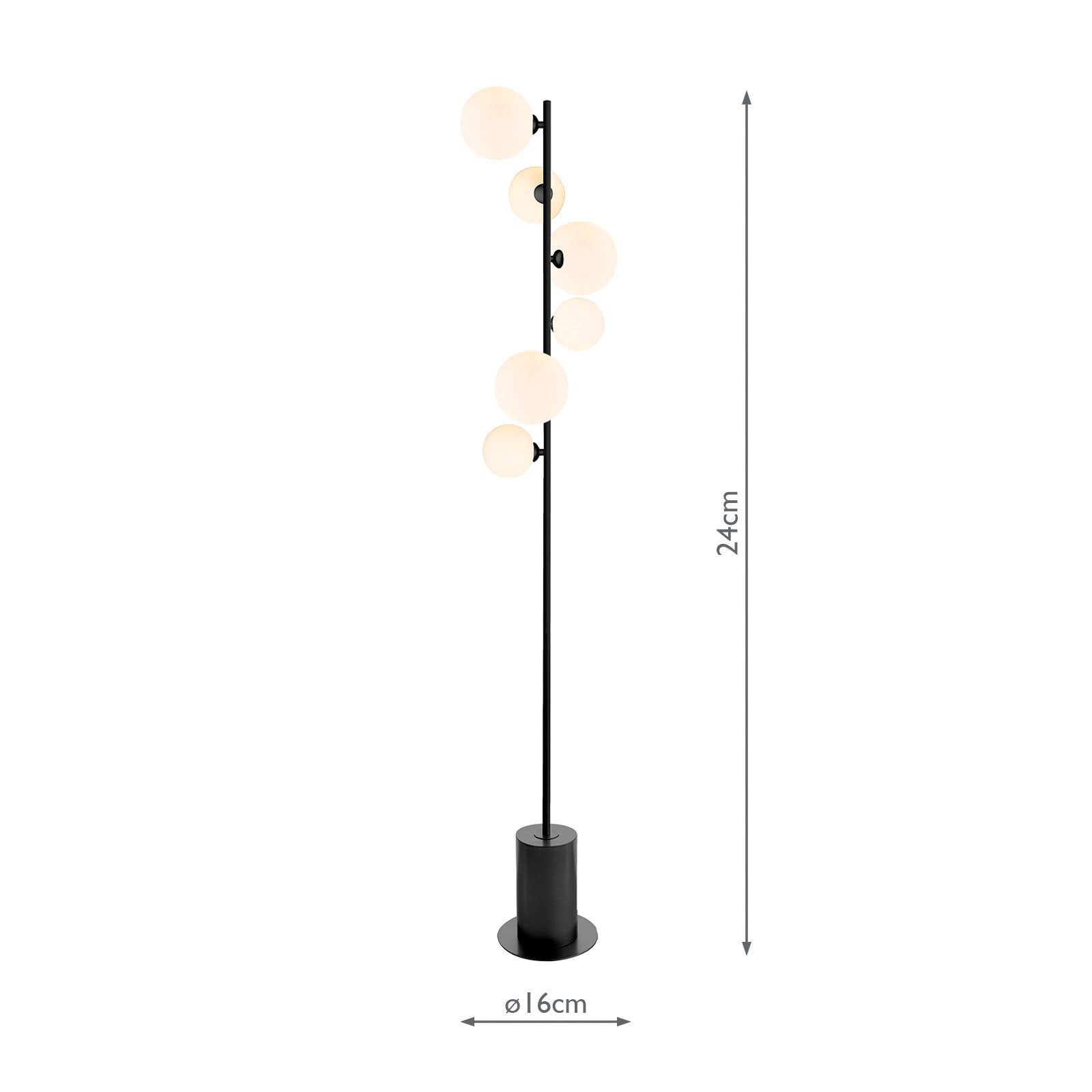 Spiral 6 Light Floor Lamp Matt Black