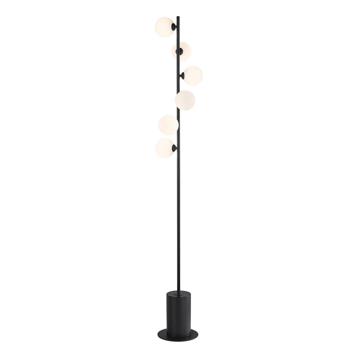 Spiral 6 Light Floor Lamp Matt Black With Opal Glass