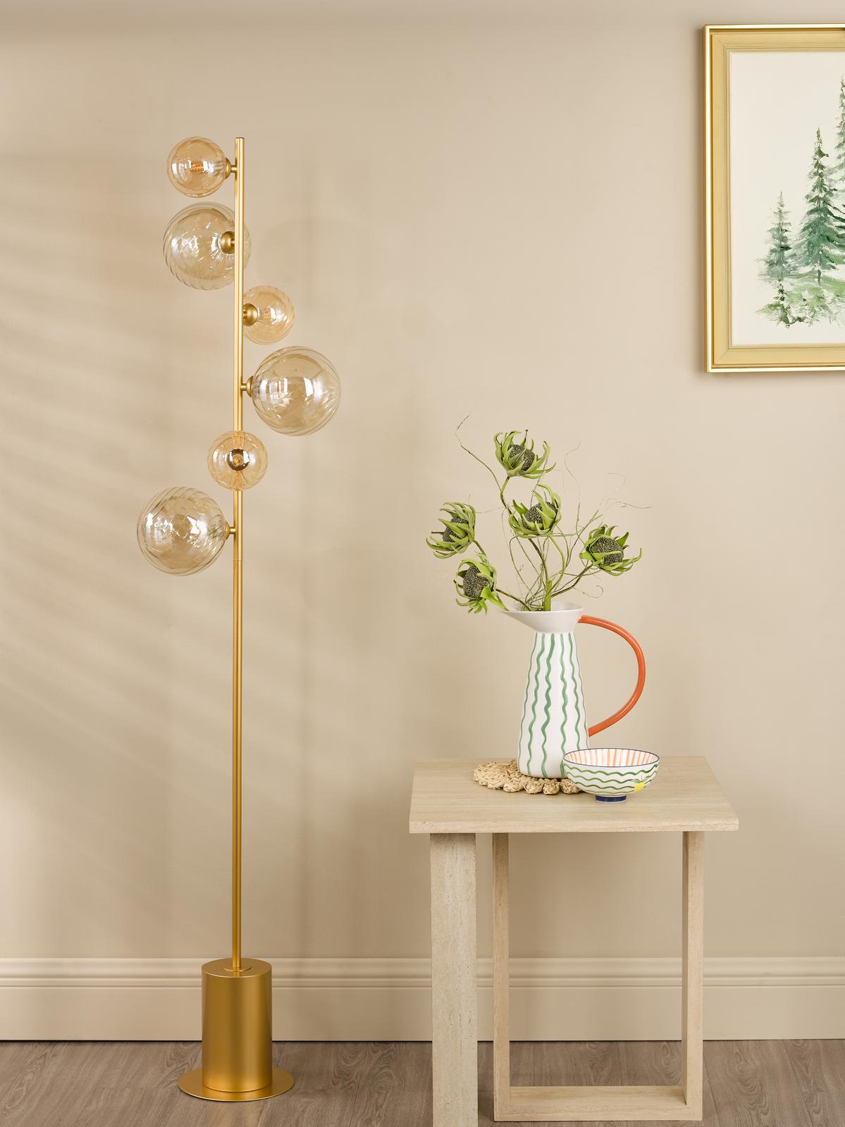 Spiral 6 Light Floor Lamp Matt Gold