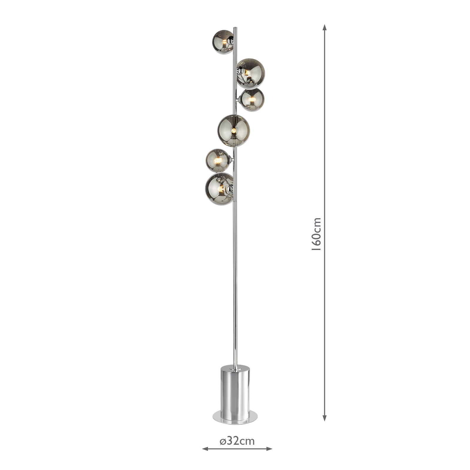 Spiral 6 Light Floor Lamp Polished Chrome