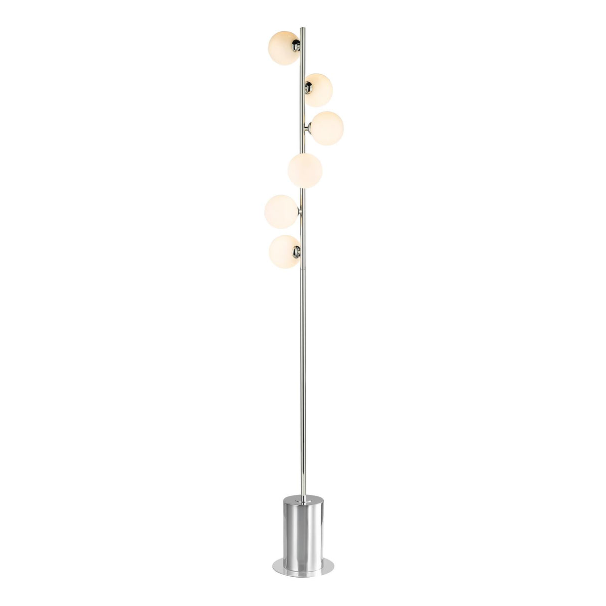 Spiral 6 Light Floor Lamp Polished Chrome With Opal Glass