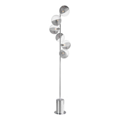 Spiral 6 Light Floor Lamp Polished Chrome With Smoked/Clear Ribbed Glass