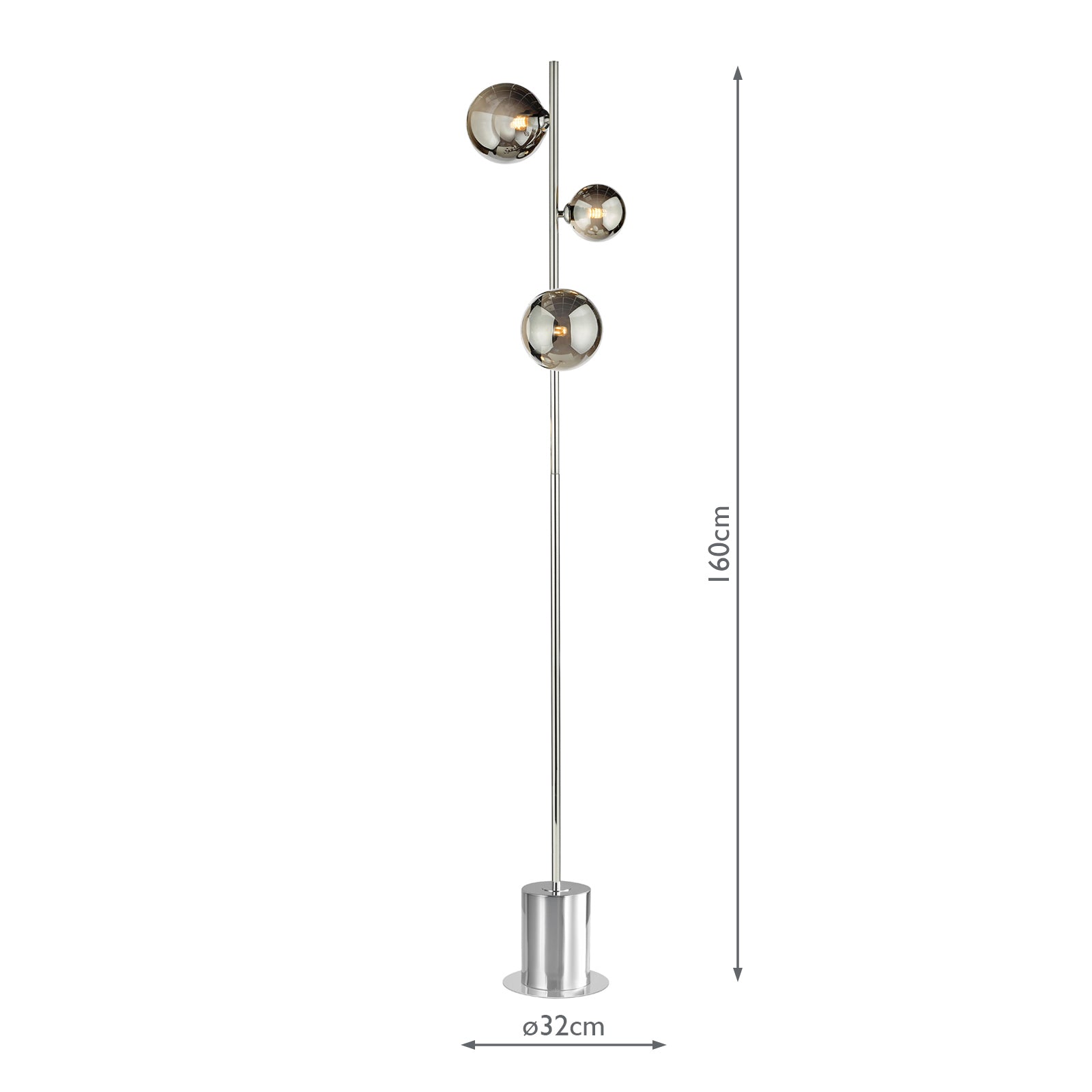 Spiral 3 Light Floor Lamp Polished Chrome