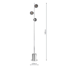 Spiral 3 Light Floor Lamp Polished Chrome With Black Confetti Glass