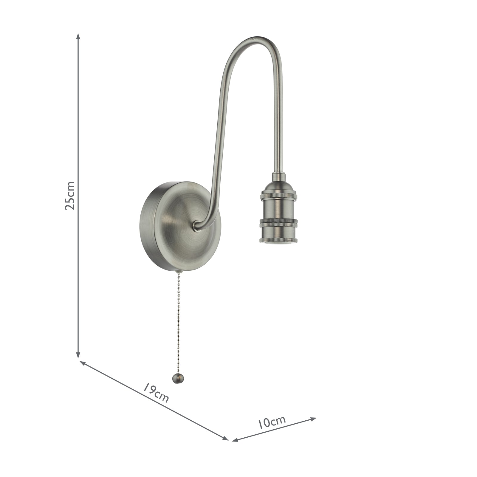 Tall Wall Light Antique Chrome Bracket Only