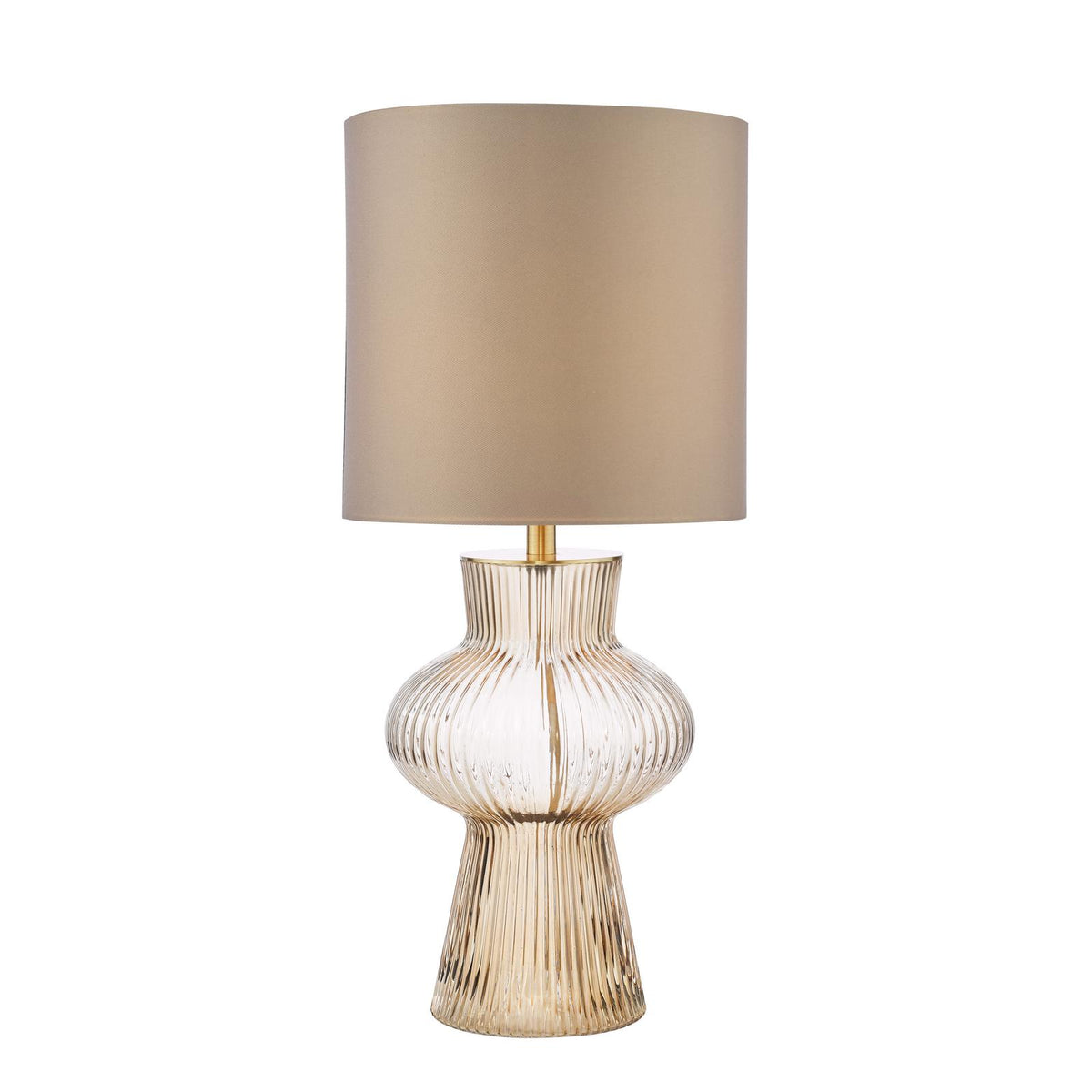 Suelita Table Lamp Brown Ribbed Glass and Antique Brass With Shade