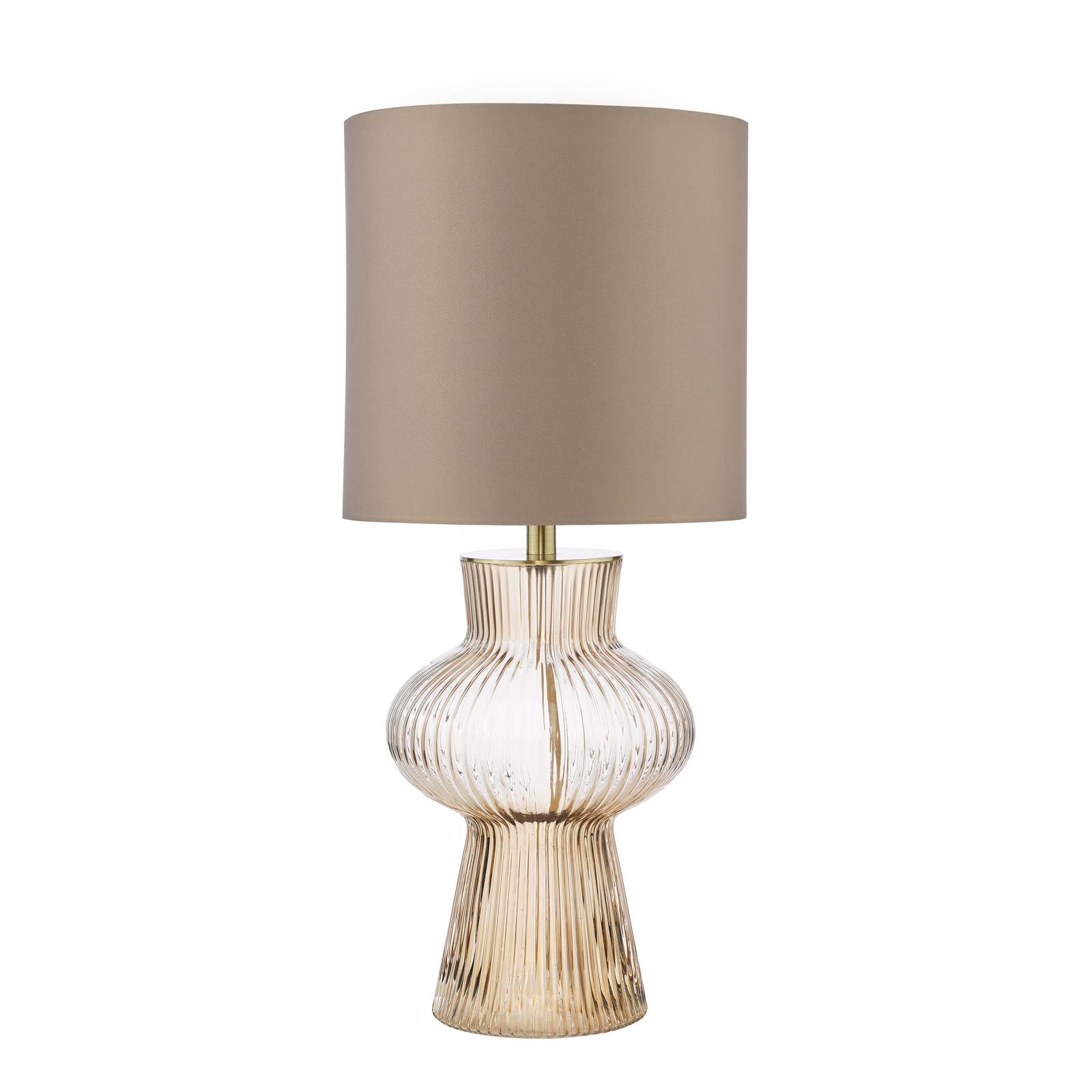 Suelita Table Lamp Brown Ribbed Glass and Antique Brass With Shade