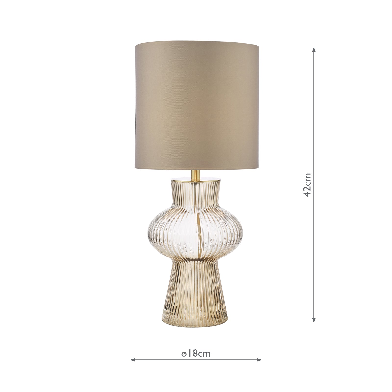 Suelita Table Lamp Brown Ribbed Glass and Antique Brass With Shade