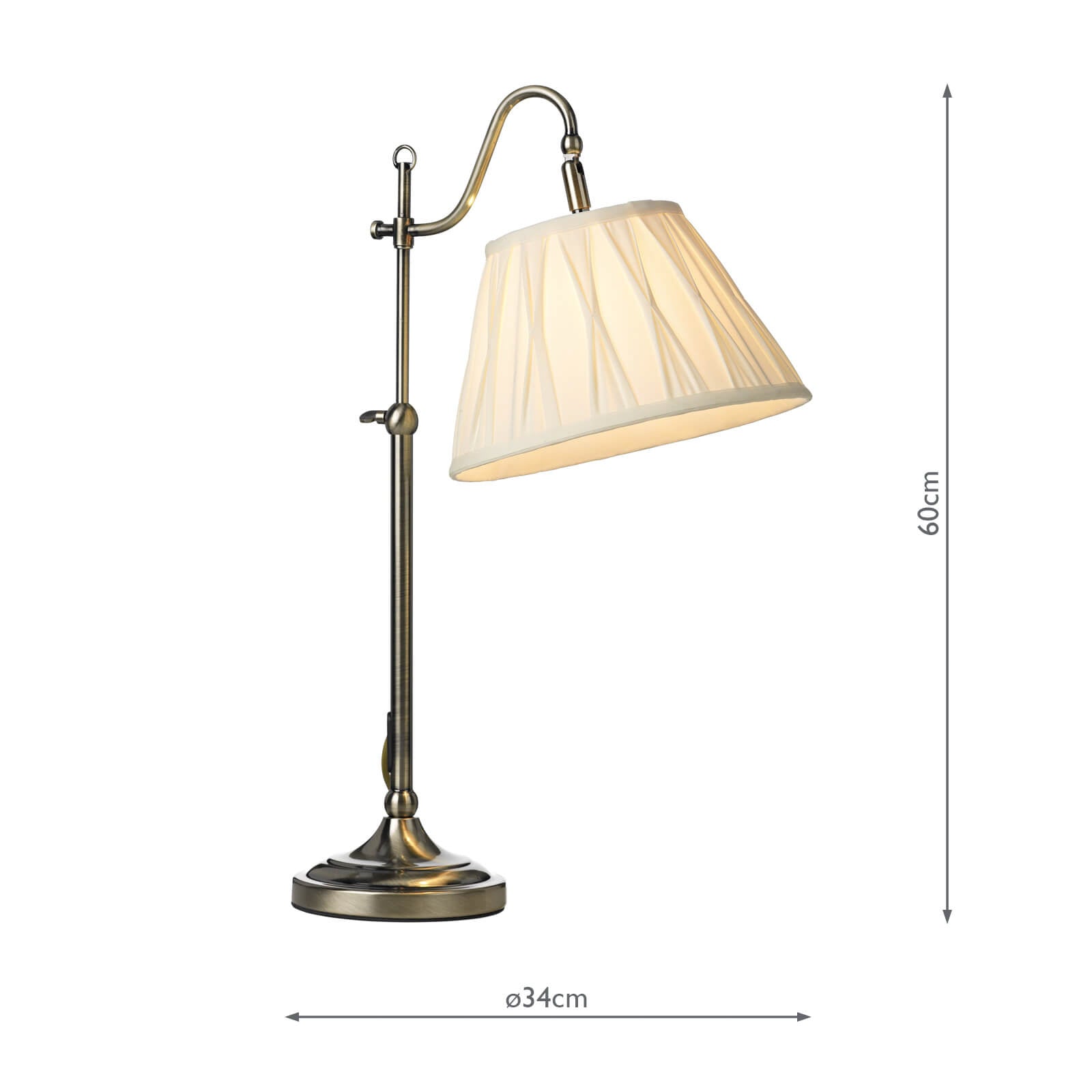 Suffolk Rise & Fall Table Lamp Antique Brass With Shade