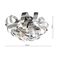 Swash 4 Light Flush Black With Aluminium Ribbons