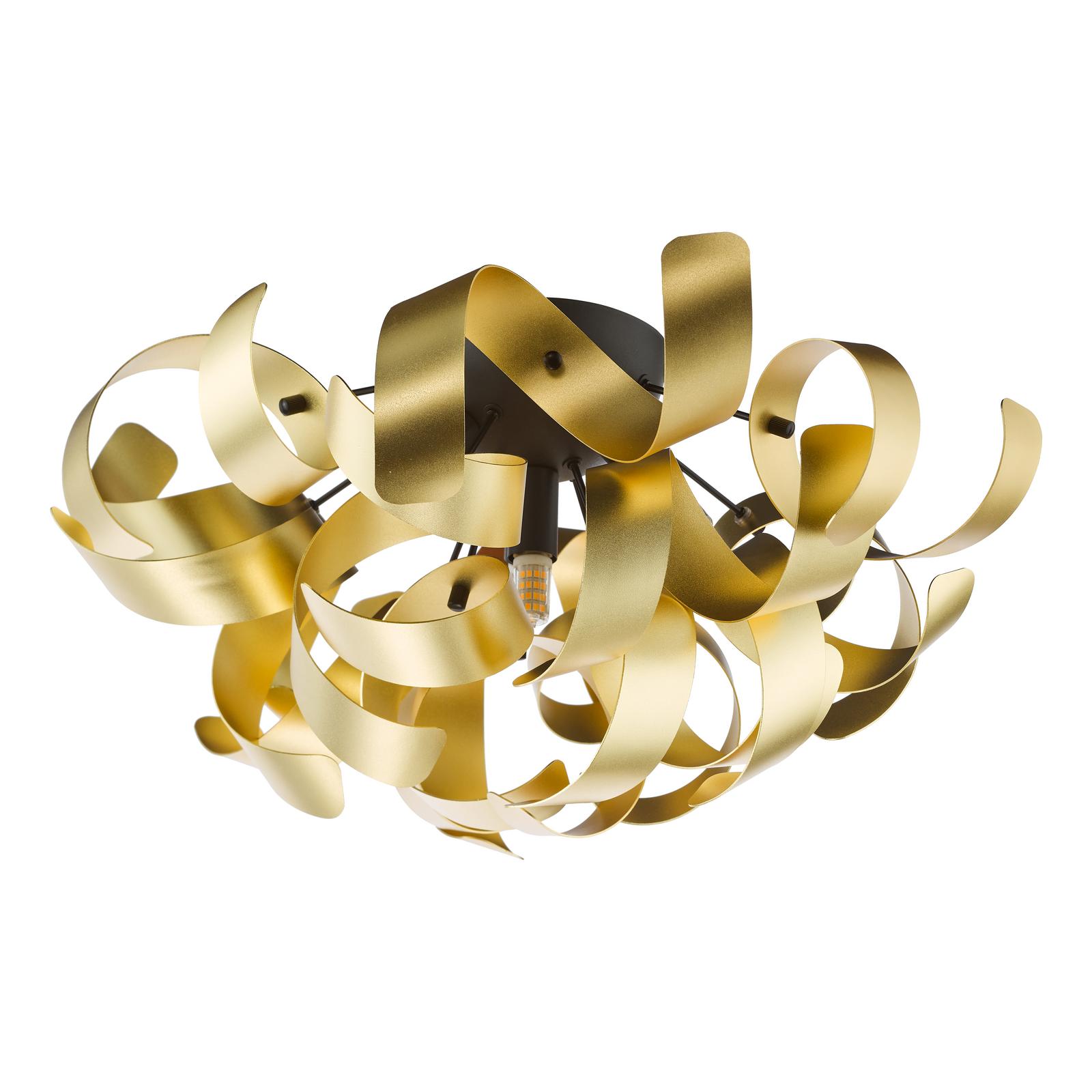 Swash 4 Light Flush Black With Gold Ribbons