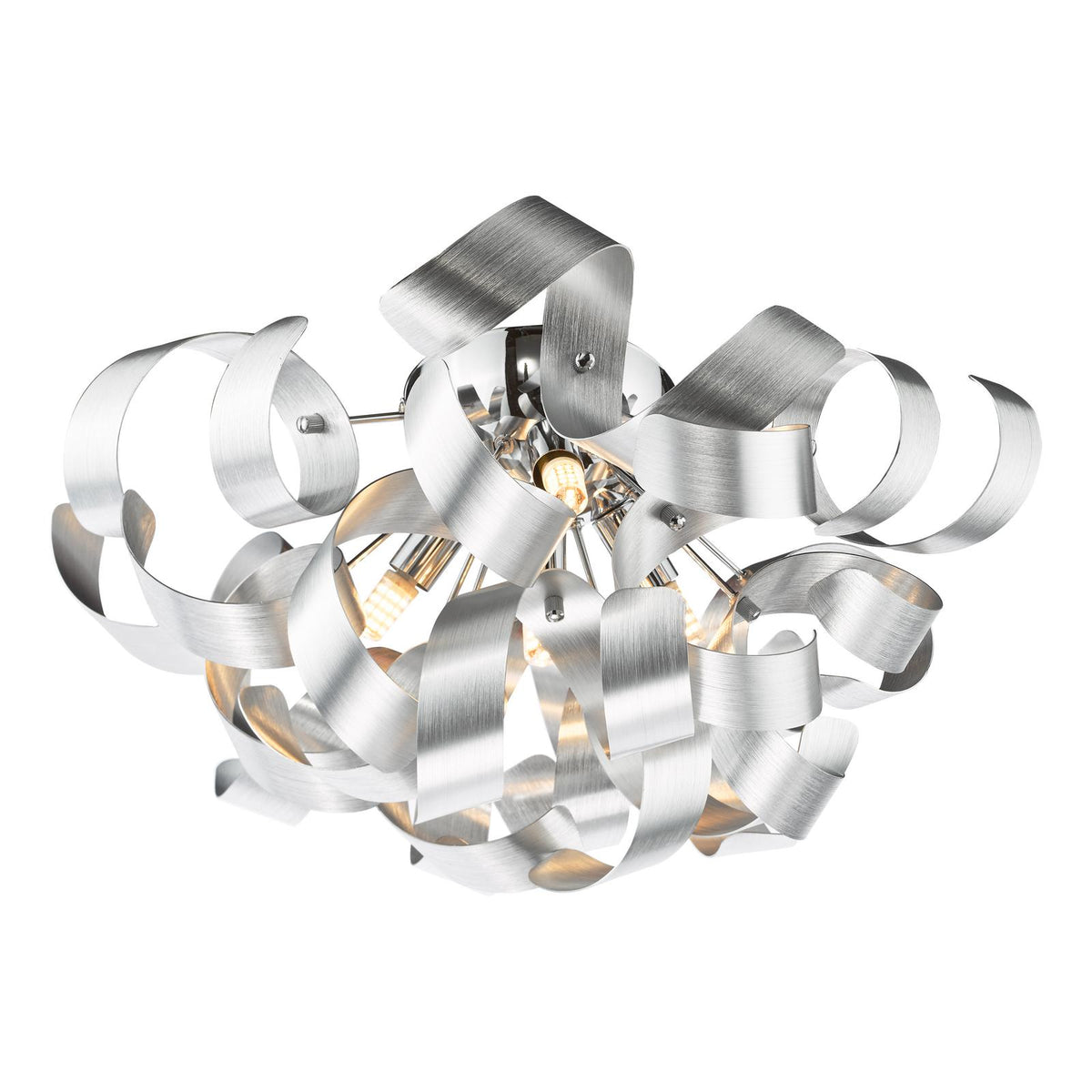 Swash 4 Light Flush Polished Chrome With Aluminium Ribbons
