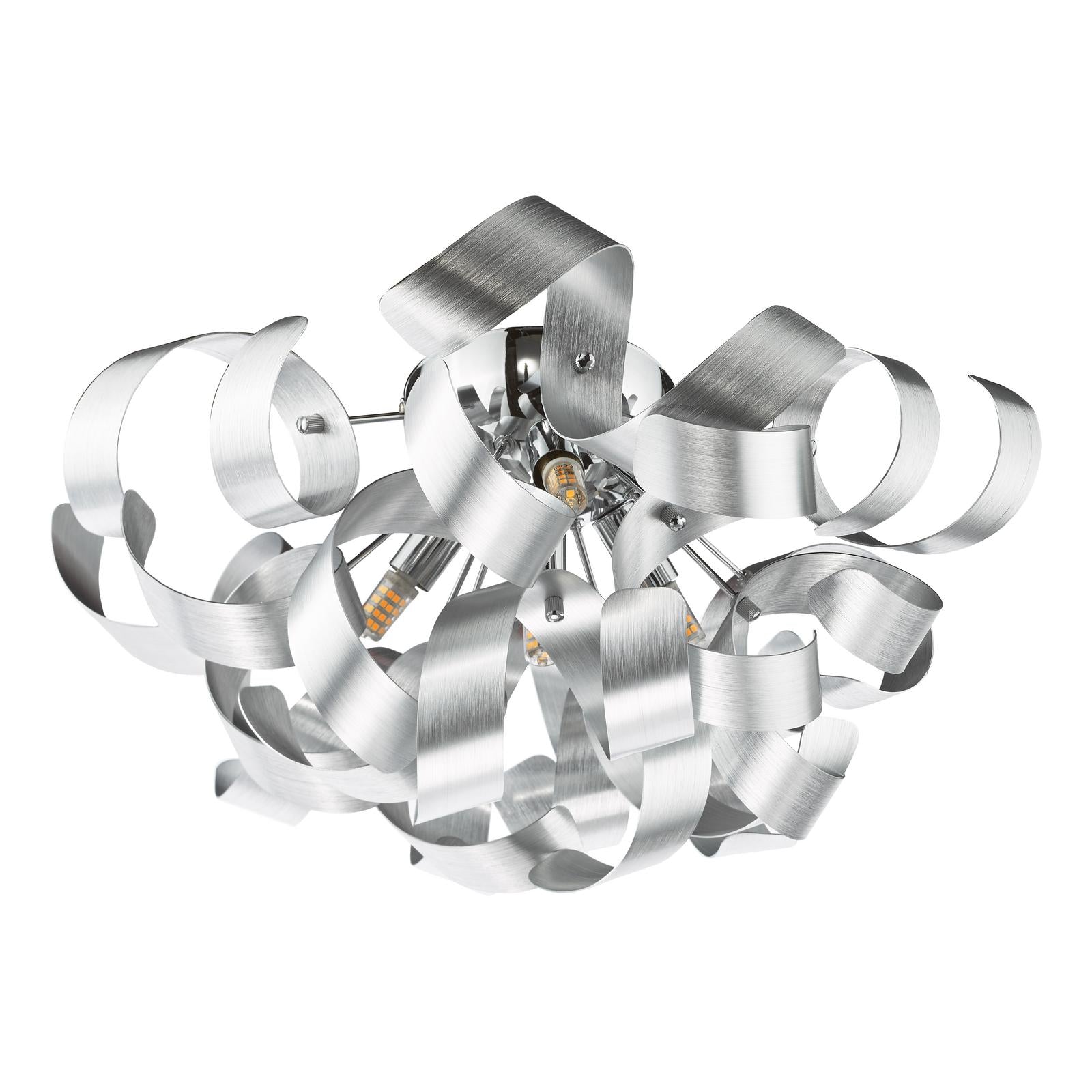 Swash 4 Light Flush Polished Chrome With Aluminium Ribbons