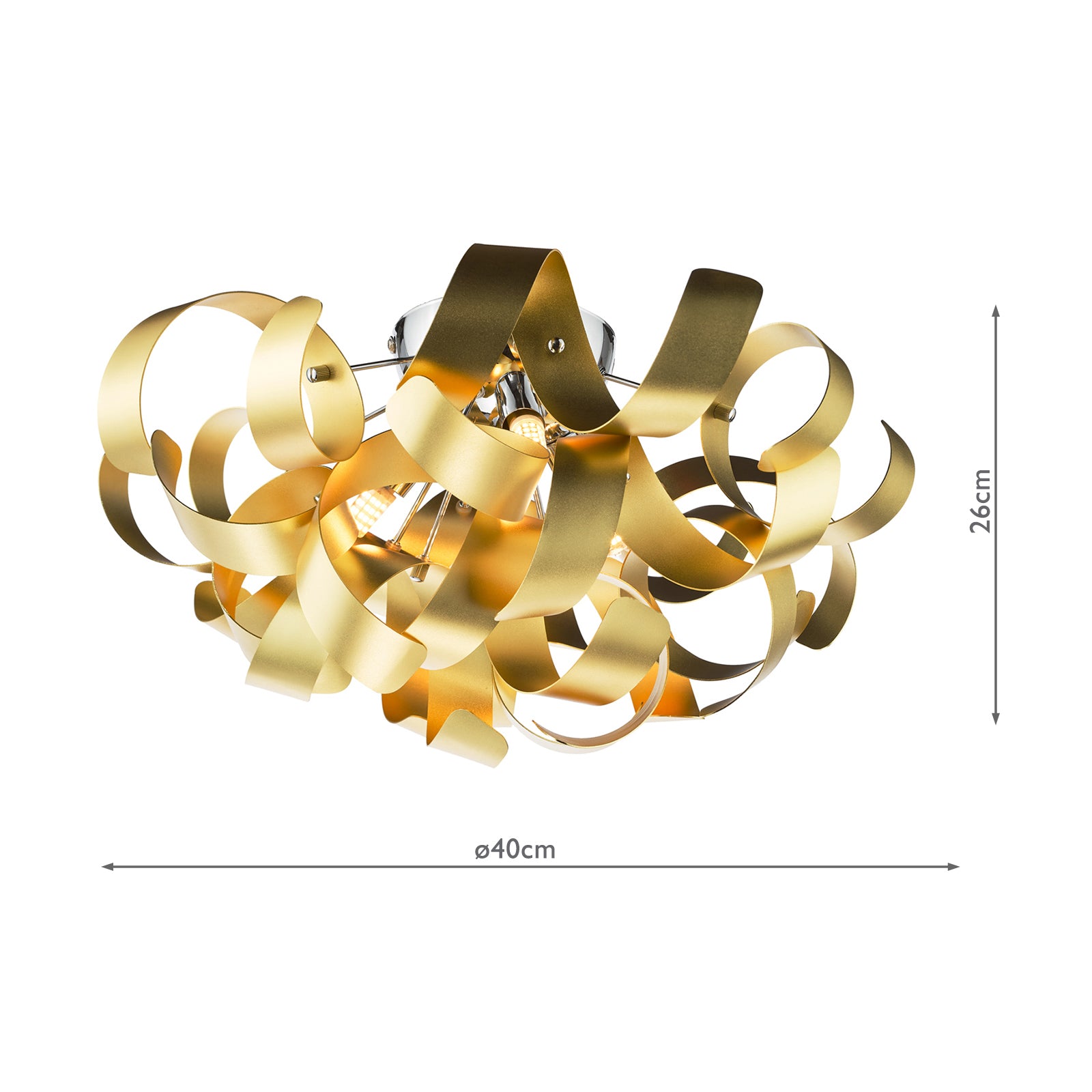 Swash 4 Light Flush Polished Chrome With Gold Ribbons
