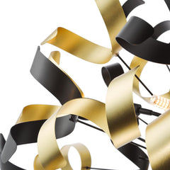 Swash 12 Light Pendant Black With Black & Gold Ribbons