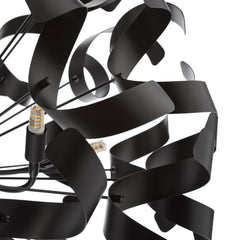Swash 12 Light Pendant Black With Black Ribbons