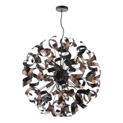 Swash 12 Light Pendant Black With Copper Ribbons