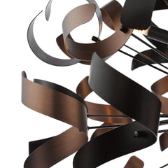 Swash 12 Light Pendant Black With Copper Ribbons