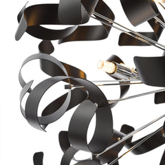 Swash 12 Light Pendant Polished Chrome With Black Ribbons