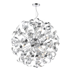 Swash 12 Light Pendant Polished Chrome With Aluminium Ribbons