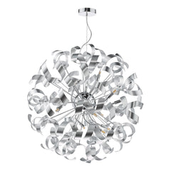 Swash 12 Light Pendant Polished Chrome With Aluminium Ribbons