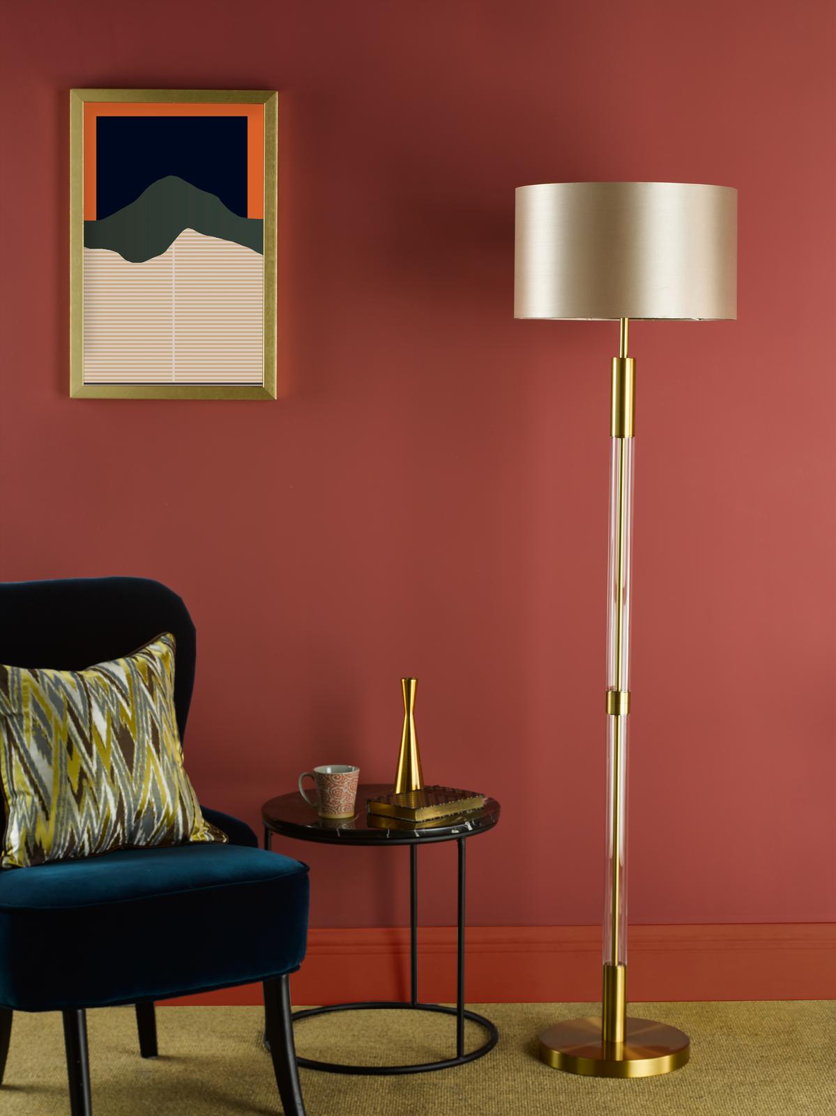 Sylvester Floor Lamp Antique Brass and Glass Base Only
