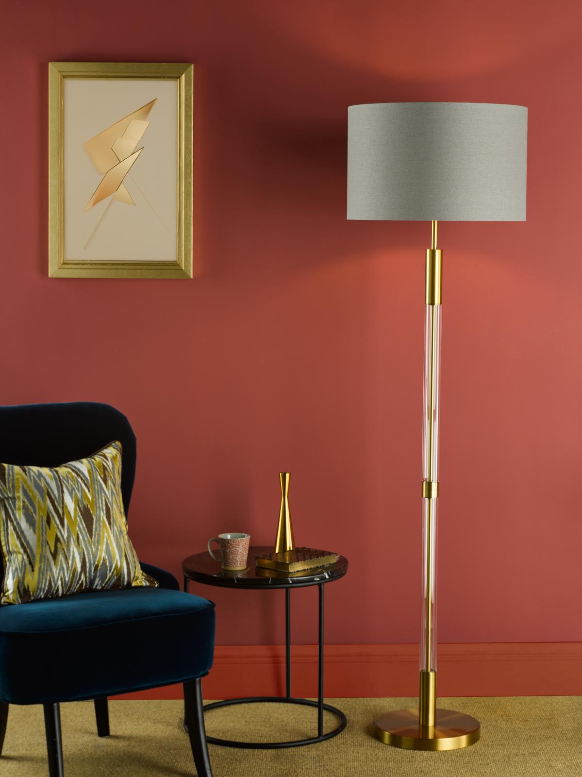 Sylvester Floor Lamp Antique Brass and Glass Base Only