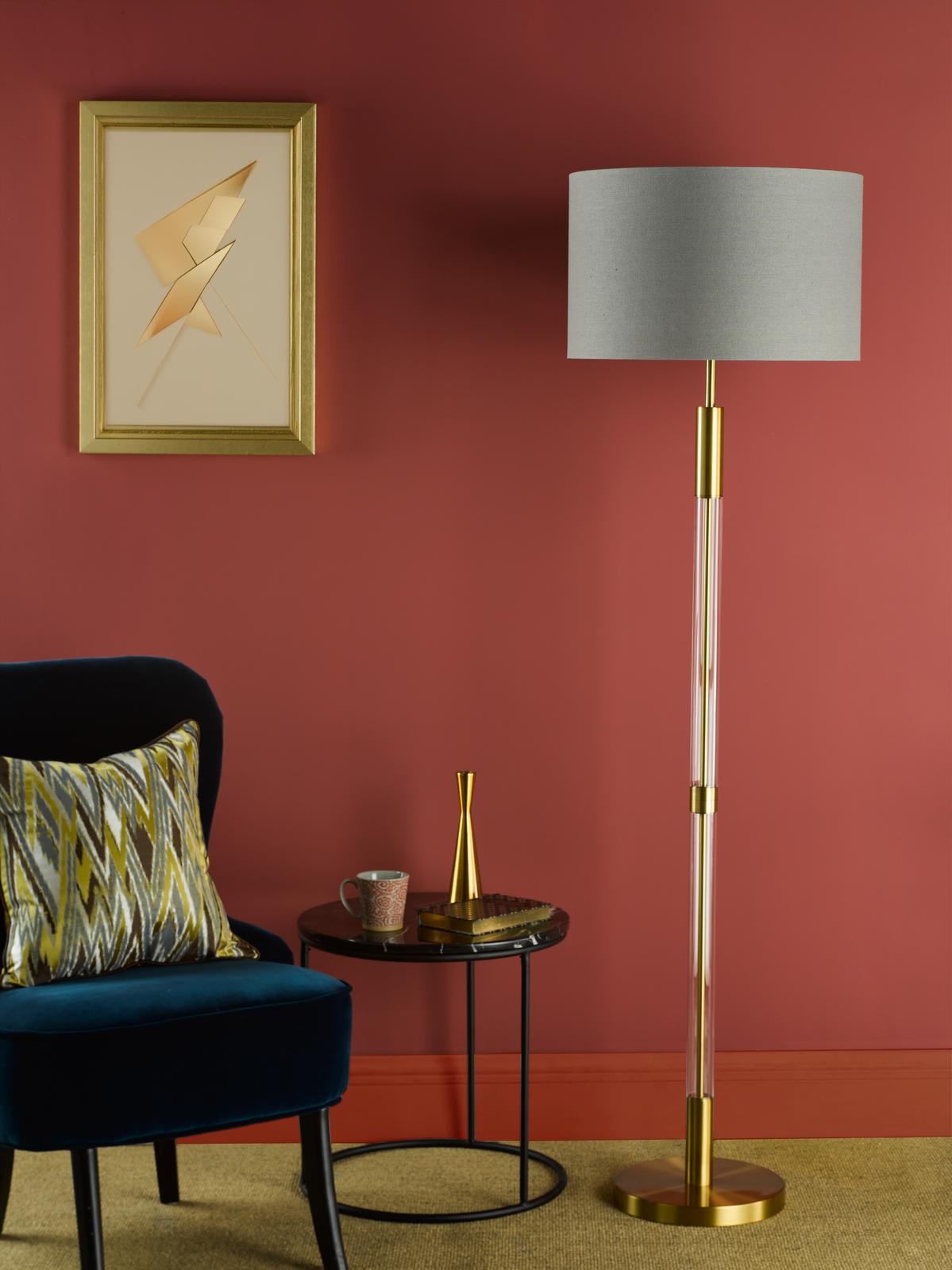 Sylvester Floor Lamp Antique Brass and Glass Base Only
