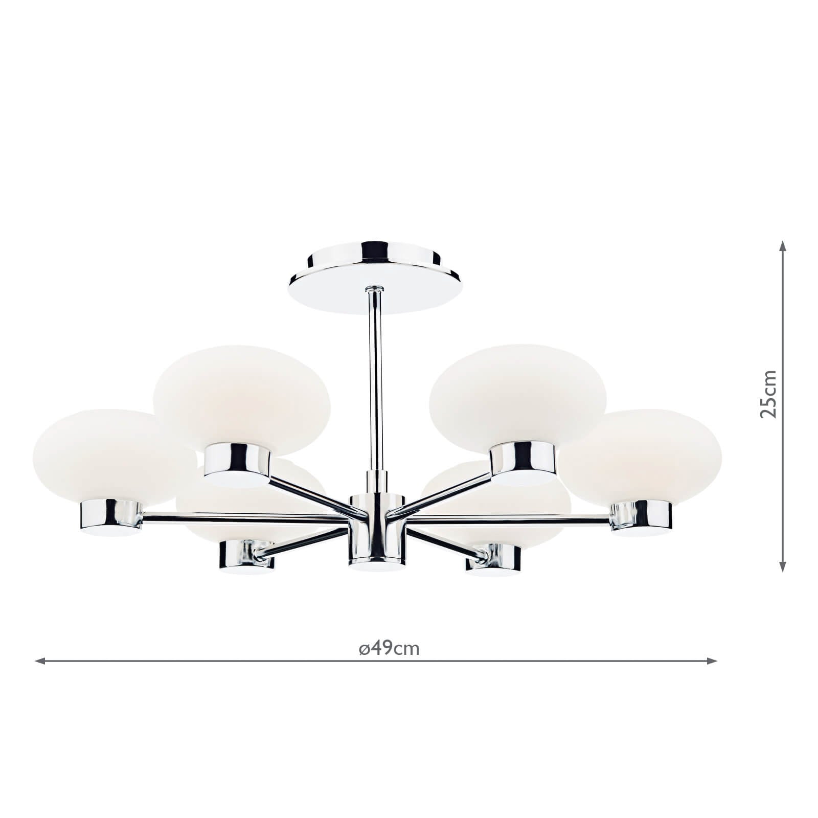 System 6 Light Semi Flush Polished Chrome