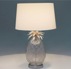 Laura Ashley Pineapple Table Lamp Clear Cut Glass & Polished Chrome With Shade