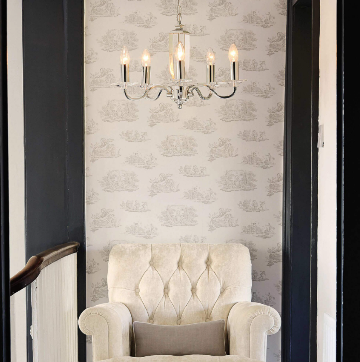 Laura Ashley Carson 5 Light Chandelier Polished Nickel The Light