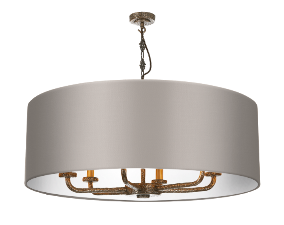 David Hunt Lighting Sloane 6LT Drum Shade Antique Brass Pendant