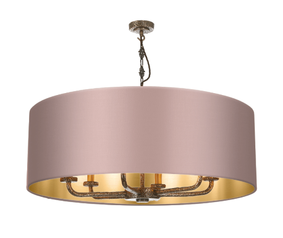 Gold drum shade deals chandelier