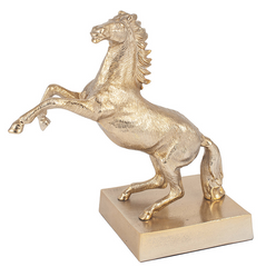 Gold Metal Rearing Horse Statue