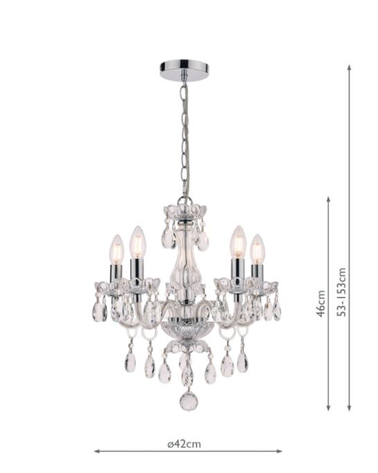Laura Ashley Harriet 5Lt Chandelier Ribbed Glass and Polished Chrome