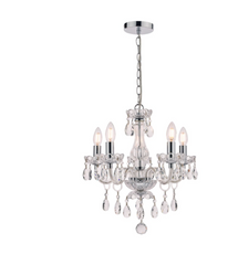 Laura Ashley Harriet 5Lt Chandelier Ribbed Glass and Polished Chrome