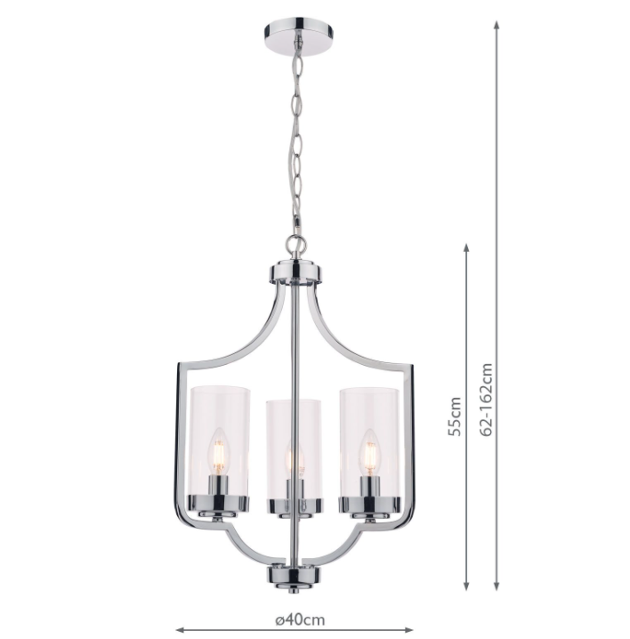 Laura Ashley Joseph Polished Chrome 3 Light Chandelier