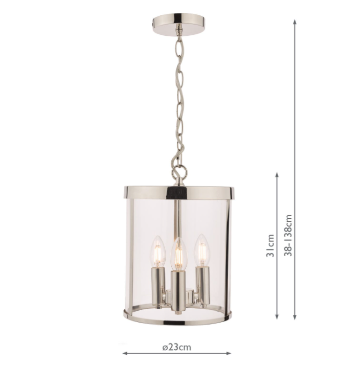 Laura Ashley Selbourne 3 Lt Pendant Polished Nickel