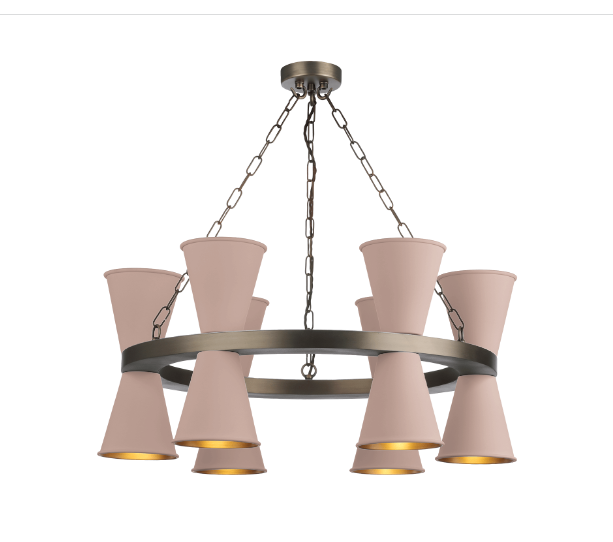 David Hunt Lighting  Putney 12 Light Pendant In Antique Brass With Bespoke Shades