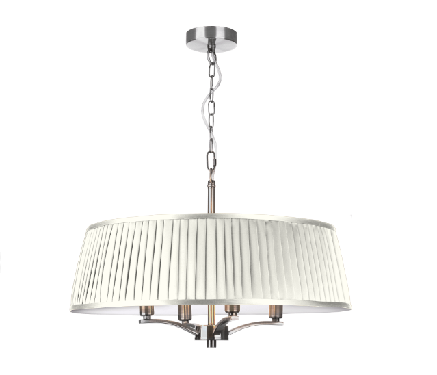 The Light Shade Studio Alwyn 4 Light Pendant Polished Nickel With Bespoke Shade