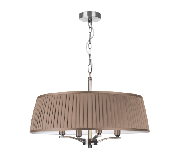 The Light Shade Studio Alwyn 4 Light Pendant Polished Nickel With Bespoke Shade