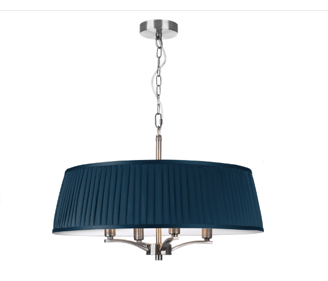 The Light Shade Studio Alwyn 4 Light Pendant Polished Nickel With Bespoke Shade