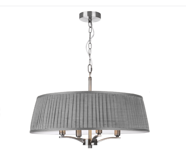 The Light Shade Studio Alwyn 4 Light Pendant Polished Nickel With Bespoke Shade