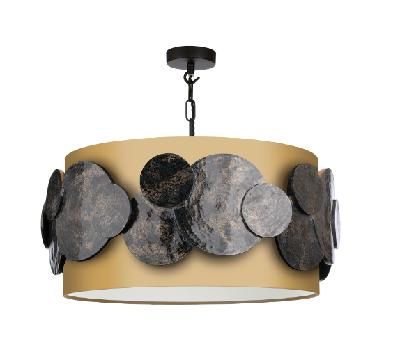 David Hunt Lighting  Planet 4 Light Pendant In Blue And Gold Comes With Bespoke Shade