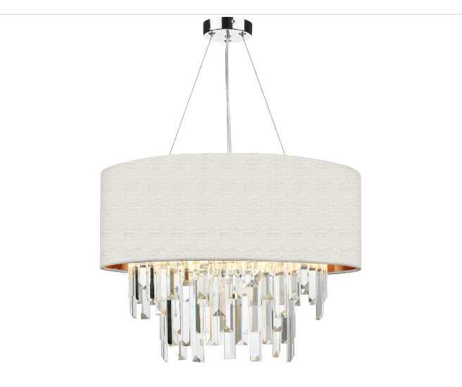 Hurley 6 Light Pendant With Bespoke Shade & Crystal Droppers