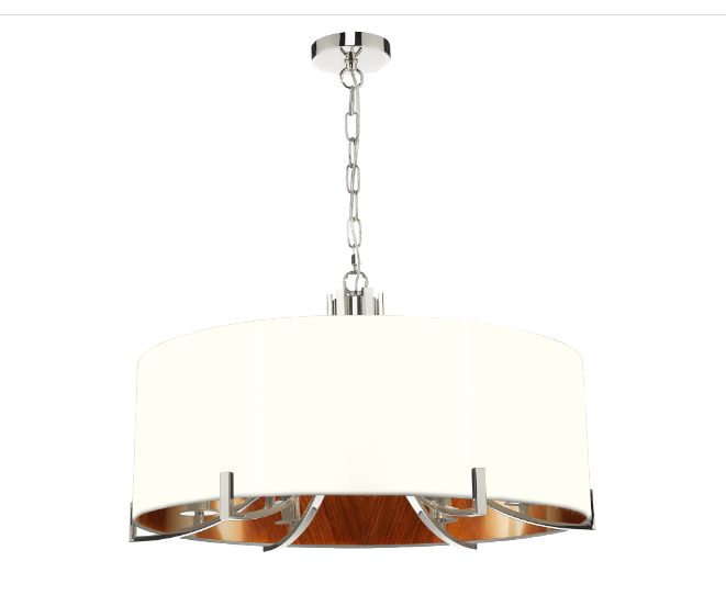 Annabelle 6 Light Pendant Polished Nickel  With Bespoke Shade